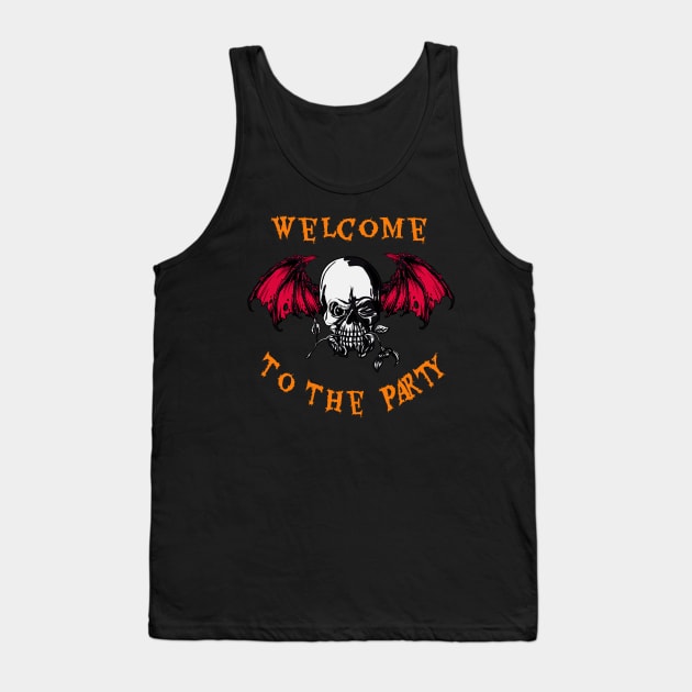 Halloween Skull Welcome To The Party Horror Tank Top by Foxxy Merch